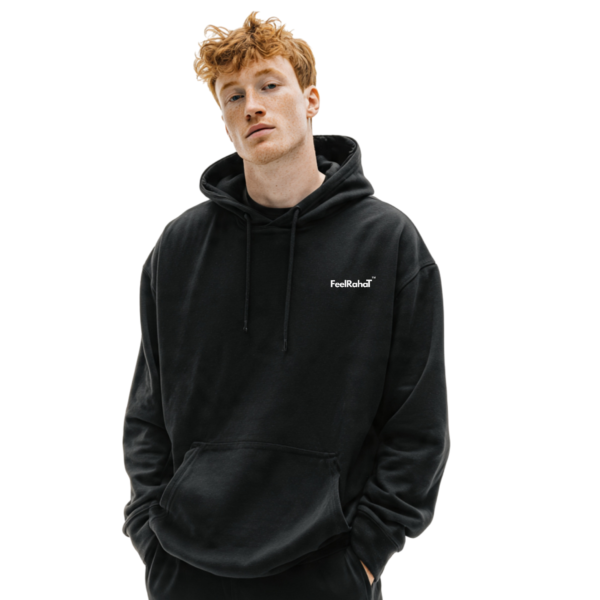 Feel Rahat premium black hoodie