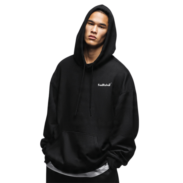 Feel Rahat premium black hoodie