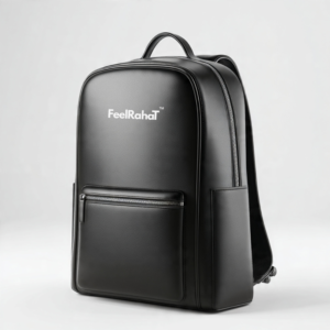 Feel Rahat Luxury Black Leather Backpack,