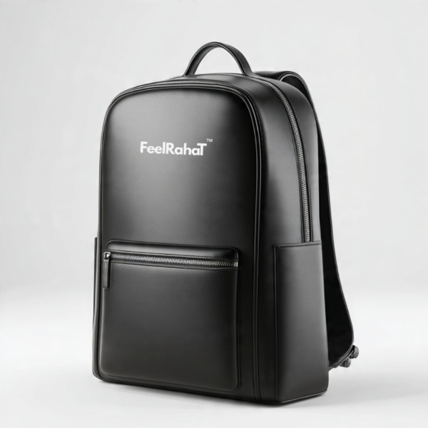 Feel Rahat Luxury Black Leather Backpack,